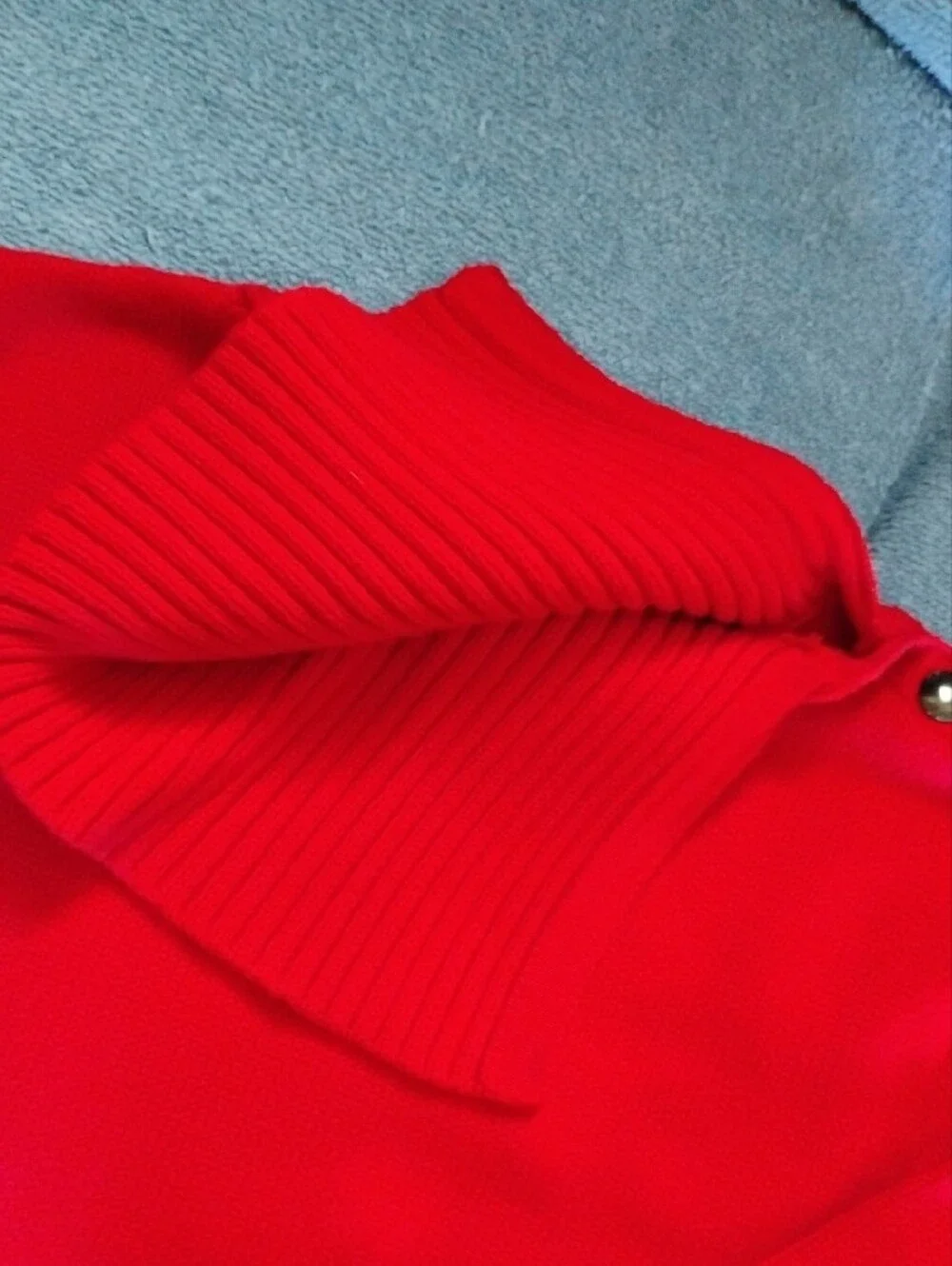 Chaps Red turtleneck Ribbed Fold-Over Sweater - Picture 5 of 7
